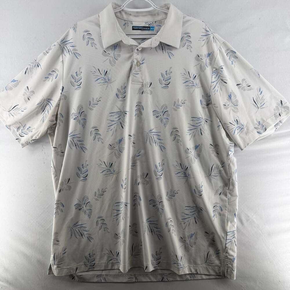 1570 Roundtree & Yorke Performance Polo Shirt XLT White Leaf